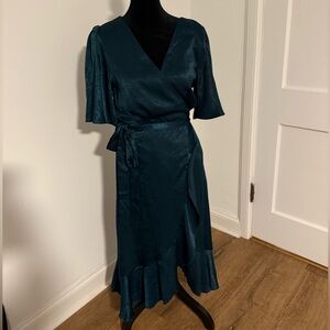 Elegant Teal Wrap Dress